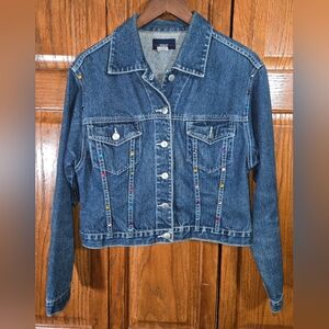 The Blues Button Pockets Decisive Studs Multi Color Classic Denim Jacket Sz L